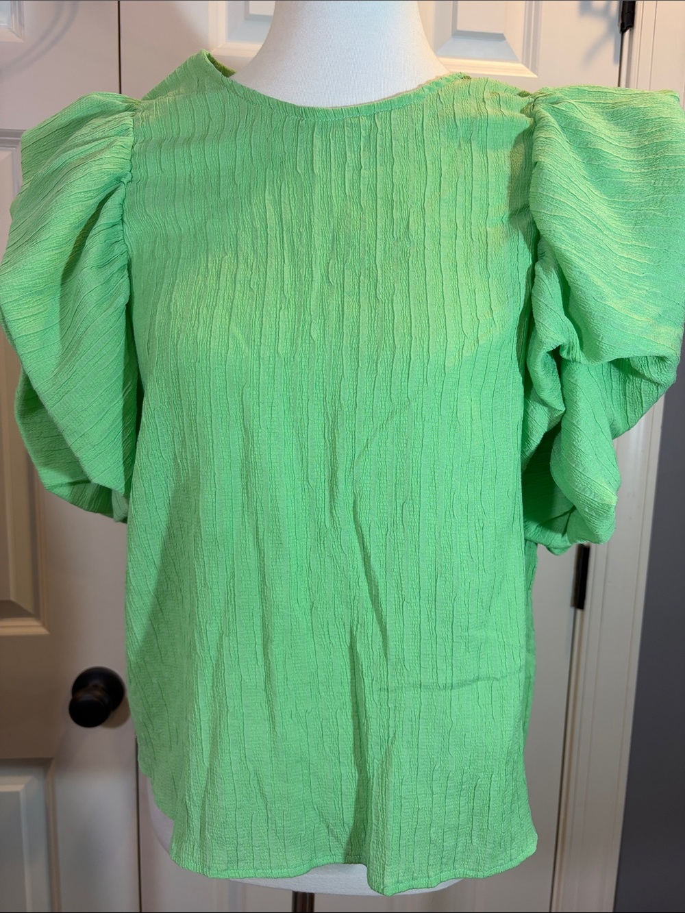 THML Bright Green Puff Sleeve Top